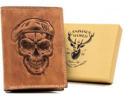 Portfel skórzany Always Wild N4-CHM-SKULL brązowy. Brązowe portfele męskie Always Wild, bez wzorów, z nubiku. Za 50.00 zł.
