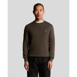 Sweter z wełny merino Lyle & Scott. Zielone swetry przez głowę męskie LYLE AND SCOTT, m, bez wzorów, z bawełny, bez kołnierzyka. Za 306.00 zł.