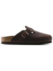 Birkenstock Klapki Boston SFB 159713 Brązowy. Brązowe klapki damskie Birkenstock, bez wzorów, z nubiku, bez obcasa. Za 719.99 zł.