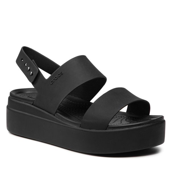 Sandały Crocs. Czarne klapki damskie Crocs, bez wzorów, bez obcasa, na koturnie, bez zapięcia. Za 239.99 zł.