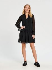 Sukienka mini - czarny. Czarne sukienki damskie Sinsay, l, bez wzorów, bez kołnierzyka, bez ramiączek, mini. Za 39.99 zł.