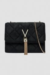 VALENTINO Czarna damska zamszowa torebka Charlotte Flap Bag. Czarne kopertówki damskie Valentino by Mario Valentino, bez wzorów, ze skóry ekologicznej, zamszowe, bez dodatków. W wyprzedaży za 294.99 zł.