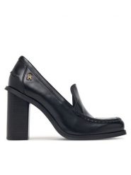 Tommy Hilfiger Półbuty Square Toe Heeled Loafer FW0FW09493 Czarny. Czarne półbuty damskie Tommy Hilfiger, bez wzorów, ze skóry, bez obcasa, na obcasie, bez zapięcia. Za 699.99 zł.