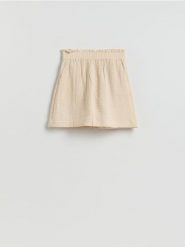 Bawełniane szorty - beżowy. Brązowe szorty damskie Reserved, l, bez wzorów, z bawełny. Za 69.99 zł.