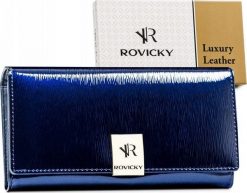 Rovicky Duży portfel damski ze skóry lakierowanej na zatrzask — Rovicky. Portfele damskie ROVICKY, bez wzorów, ze skóry. Za 175.39 zł.