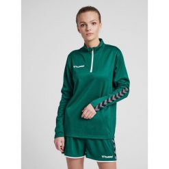 Bluza do piłki nożnej damska Hummel demi-zip hml AUTHENTIC. Zielone bluzy sportowe damskie Hummel, m, bez wzorów, bez kaptura, do piłki nożnej. W wyprzedaży za 165.50 zł.