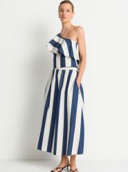 Rich & Royal Spódnica midi dla kobiet Kobiety Bawełna (100%) niebieski|beżowy, 34. Brązowe spódnice damskie Rich & Royal, bez wzorów, z bawełny, midi. Za 479.95 zł.