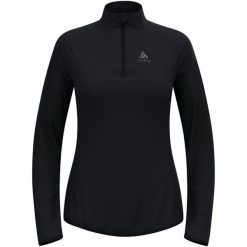 Bluza techniczna damska ODLO Zeroweight Warm Mid Layer 1/2 Zip. Czarne bluzy sportowe damskie Odlo, bez wzorów, bez kaptura, do biegania. Za 579.99 zł.