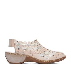 Sandały Rieker. Brązowe półbuty damskie Rieker, bez wzorów, bez obcasa, na koturnie, bez zapięcia. Za 349.99 zł.