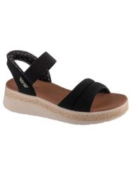 Skechers Sandały BOBS Sun Ray 114413/BLK Czarny. Czarne sandały damskie Skechers, bez wzorów, z materiału, bez obcasa, na płaskiej podeszwie, bez zapięcia. Za 289.99 zł.