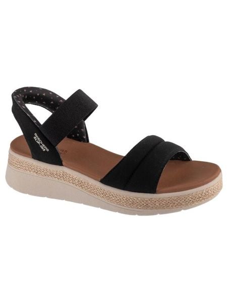 Skechers Sandały BOBS Sun Ray 114413/BLK Czarny. Czarne sandały damskie Skechers, bez wzorów, z materiału, bez obcasa, na płaskiej podeszwie, bez zapięcia. Za 260.99 zł.