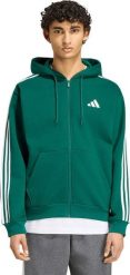 Adidas Bluza męska adidas Essentials 3-Stripes Fleece Full-Zip Hoodie zielona KZ1412 S. Zielone bluzy męskie Adidas, m, bez wzorów, bez kaptura. Za 301.31 zł.
