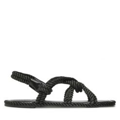 Sandały Jenny Fairy. Czarne sandały damskie Jenny Fairy, bez wzorów, bez obcasa, na płaskiej podeszwie, bez zapięcia. Za 71.99 zł.