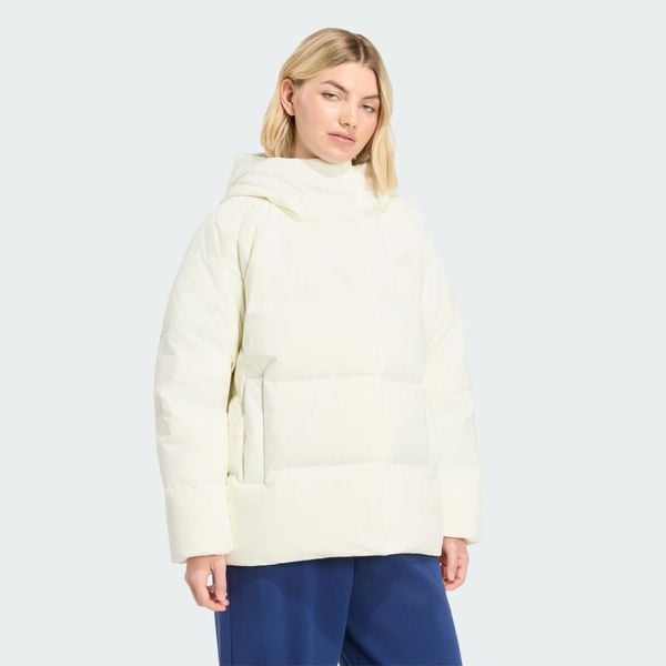 KURTKA HELIONIC DOWN PUFFER HOODED. Czarne kurtki damskie Adidas, s, bez wzorów, z materiału, bez kaptura. Za 799.00 zł.