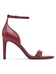 Calvin Klein Sandały Heel Sandal 90 - Lth HW0HW02337 Bordowy. Czerwone sandały damskie Calvin Klein, bez wzorów, ze skóry, bez obcasa, na szpilce, bez zapięcia. Za 349.99 zł.