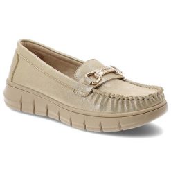 Mokasyny damskie Vinceza, cholewka ze skóry naturalnej o metalicznym wykończeniu wsuwany fason, złote, 39981. Żółte mokasyny damskie VINCEZA, ze skóry, eleganckie. Za 135.90 zł.