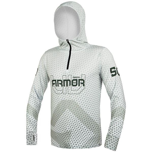 Bluza Męska Wędkarska Z Kapturem Delphin Ochrona Uv Armor 50+ Olive. Białe bluzy męskie Delphin, m, bez wzorów, z kapturem. Za 136.99 zł.