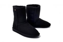 EMU AUSTRALIA Platinum Stinger Slim Lo WP 20002 black, botki damskie. Czarne botki damskie Emu Australia, na zimę, ze skóry, bez obcasa, bez zapięcia. Za 889.90 zł.
