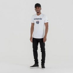 Koszulka Washington Wizards NBA. Białe koszulki sportowe męskie New Era, s, bez wzorów, z bawełny, bez kołnierzyka, bez ramiączek, do koszykówki. Za 174.00 zł.