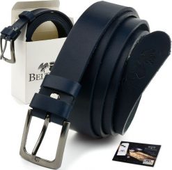 Beltimore Beltimore skórzany licowy wąski pasek męski granatowy nadwymiar A80. Niebieskie paski damskie Beltimore, bez wzorów. Za 49.99 zł.