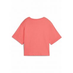 Damska luźna koszulka z logo NO.1 ESS Cropped PUMA Peach Frost Red. Czerwone koszulki sportowe damskie Puma, xl, bez wzorów, z jeansu, sportowe, bez kołnierzyka. W wyprzedaży za 64.00 zł.