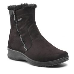 Botki Ara. Czarne botki damskie Ara, z gore-texu, bez obcasa, na płaskiej podeszwie, bez zapięcia. Za 589.99 zł.