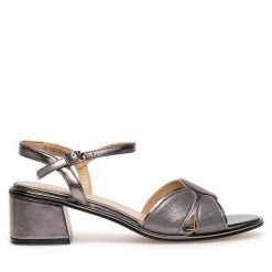 Sandały Lasocki. Szare sandały damskie Lasocki, bez wzorów, bez obcasa, na słupku, bez zapięcia. Za 229.99 zł.