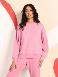 Bluza - różowy. Czerwone bluzy damskie Sinsay, l, bez wzorów, bez kaptura. Za 29.99 zł.