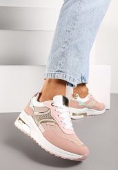 Różowe Sneakersy z Brokatem Cyrkoniami i Metalicznymi Wstawkami Zephramis. Czerwone obuwie sportowe damskie Renee, bez wzorów, z dresówki. Za 89.99 zł.