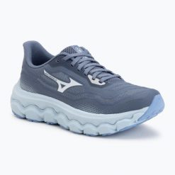 Buty do biegania damskie Mizuno Wave Horizon 9. Szare obuwie sportowe damskie Mizuno, bez wzorów, z materiału, do biegania, mizuno wave. Za 599.99 zł.