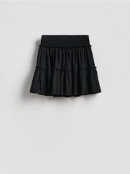 Spódnica ze strukturalnej dzianiny - czarny. Czarne spódnice damskie Reserved, l, bez wzorów, z dzianiny, trapezowe. Za 69.99 zł.