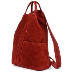 Bordowy Vera Pelle Włoski Plecak Skórzany Damski Mały T53. Czerwone plecaki damskie Vera Pelle, bez wzorów, ze skóry, eleganckie. Za 179.99 zł.