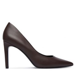 Szpilki Calvin Klein. Brązowe szpilki damskie Calvin Klein, bez wzorów, bez obcasa, bez zapięcia. Za 649.99 zł.