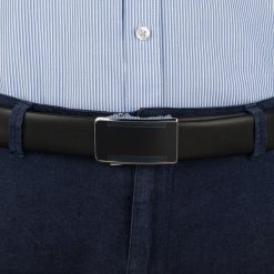 Pasek męski skórzany 3,5 cm klamra automatyczna Beltimore czarny 02-596 : Rozmiar pasków - r.105-120 cm. Czarne paski damskie bez wzorów, ze skóry, wizytowe. Za 64.99 zł.