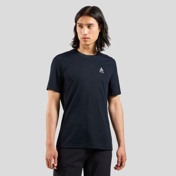 Koszulka tech. męska Odlo T-shirt crew neck s/s F-DRY. Niebieskie koszulki sportowe męskie Odlo, m, bez wzorów, bez kołnierzyka, bez ramiączek, trekkingowe. Za 239.99 zł.