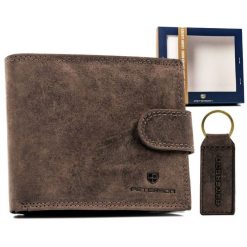 Zestaw prezentowy Peterson PTN SET-M-N992L-CHM c. brązowy. Brązowe portfele męskie Peterson, bez wzorów, ze skóry. Za 169.99 zł.