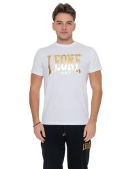 Męska złota koszulka z krótkim rękawem. Czarne koszulki sportowe męskie LEONE 1947 APPAREL, m, bez wzorów, bez kołnierzyka, bez ramiączek, na fitness i siłownię. Za 176.82 zł.