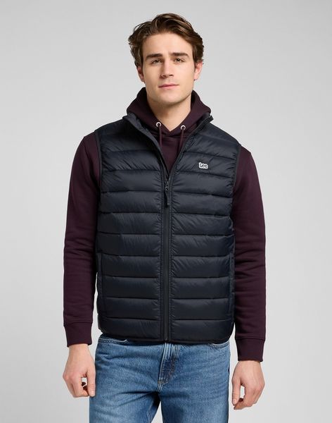 MESKA KURTKA LEE STAND COLLAR PUFFER VEST BLACK 112370535. Czarne kurtki męskie Lee, xl, bez wzorów, z puchu, bez kaptura. Za 259.99 zł.