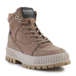 Buty Palladium Pallashock Hi Snk Stucco W 98357-223-M beżowy. Brązowe obuwie sportowe damskie bez wzorów, z gumy. Za 859.80 zł.