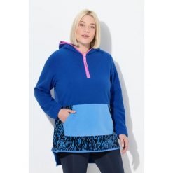 Damskie Bluza z kapturem polar szerokie kolorowe pasy kaptur długi rękaw. Niebieskie bluzy damskie Ulla Popken, plus size, bez wzorów, z elastanu, z kapturem. W wyprzedaży za 223.99 zł.