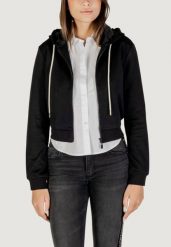 Bluza Kobieta GUESS ACTIVE 3D PEONY ZIPPER HOODIE JACKET. Czarne bluzy damskie Guess Active, m, z aplikacjami, z tkaniny, bez kaptura. Za 333.55 zł.
