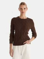 Tommy Hilfiger Sweter WW0WW43586 Brązowy Regular Fit. Brązowe swetry damskie Tommy Hilfiger, xxl, bez wzorów, z wełny, bez kołnierzyka, bez ramiączek, bez kaptura. Za 649.99 zł.