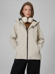 4F Kurtka przejściowa membrana 5000 damska - beżowa S. Brązowe kurtki damskie 4f, s, bez wzorów, bez kaptura. Za 299.99 zł.