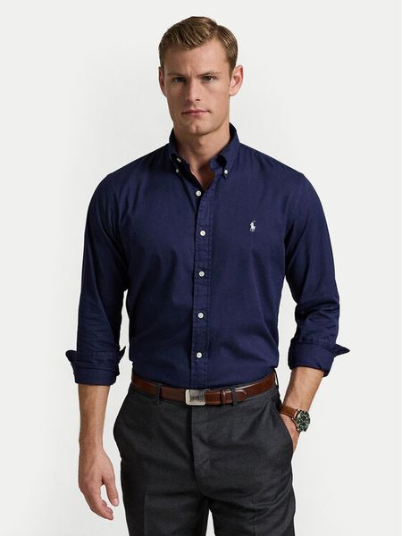 Polo Ralph Lauren Koszula 710937993009 Granatowy Custom Fit. Niebieskie koszule męskie Polo Ralph Lauren, l, bez wzorów, z bawełny, bez kołnierzyka, bez ramiączek. Za 659.99 zł.