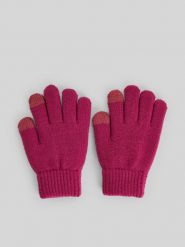 4F Rękawiczki dzianinowe dziecięce - różowe S/M. Fioletowe buty zimowe chłopięce 4f, bez wzorów, z dzianiny, bez zapięcia. Za 39.99 zł.