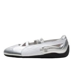 Puma Baleriny Speedcat Metallic 40158101. Szare baleriny damskie Puma, bez wzorów, ze skóry, bez obcasa. Za 644.51 zł.