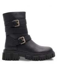 DeeZee Botki NEYLAN H25398-7 Czarny. Czarne botki damskie DeeZee, z syntetyku, bez obcasa, na płaskiej podeszwie, bez zapięcia. Za 89.99 zł.