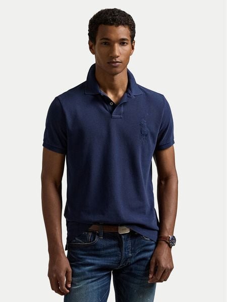 Polo Ralph Lauren Polo 710938137006 Granatowy Slim Fit. Niebieskie koszulki polo męskie Polo Ralph Lauren, m, bez wzorów, z bawełny, bez ramiączek. Za 469.99 zł.