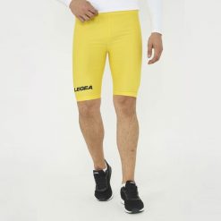 Męskie Spodenki Biegowe Elastyczne z Kieszeniami Żółte. Żółte krótkie spodenki sportowe męskie Legea, m, bez wzorów, z bawełny, do biegania. Za 80.00 zł.