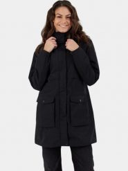 Płaszcz przeciwdeszczowy damski Fundango Zhuri. Czarne płaszcze damskie Fundango, m, bez wzorów, z materiału, eleganckie, długie, bez kaptura. Za 499.00 zł.